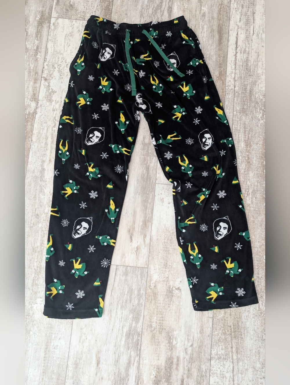 ELF Black Green Yellow Fleece Pajama Pants